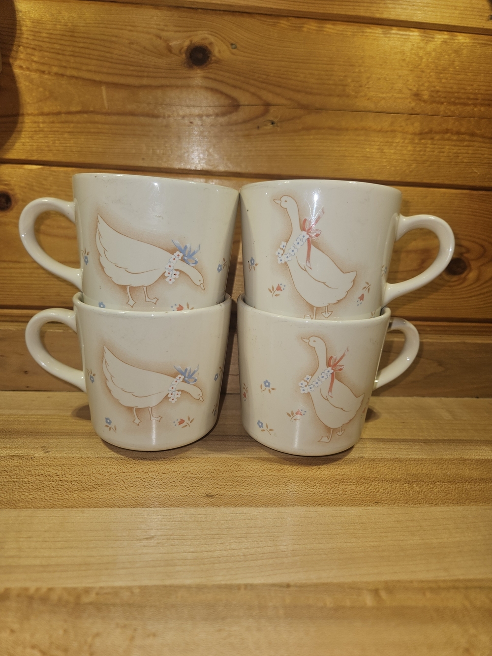 Corningware Country Promenade Goose Pattern Ceramic Mugs - Set of 4